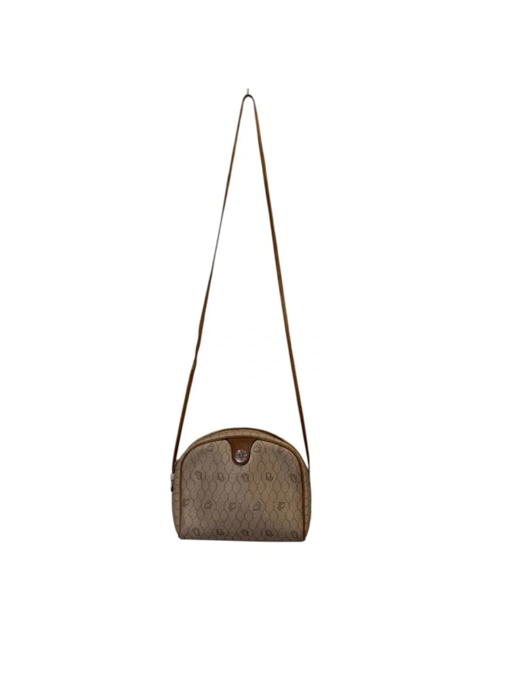 Dior Women’s Vintage Honeycomb PVC Leather Cream and Tan Signature Crossbody Bag